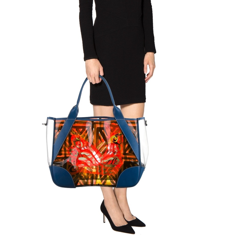 Prada Beach Vinyl and Leather Beach Tote - Picture 3 of 6